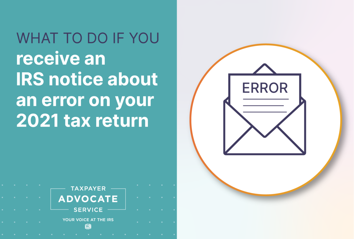 Tax Tip Notice From IRS Something Is Wrong With 2021 Tax Return TAS